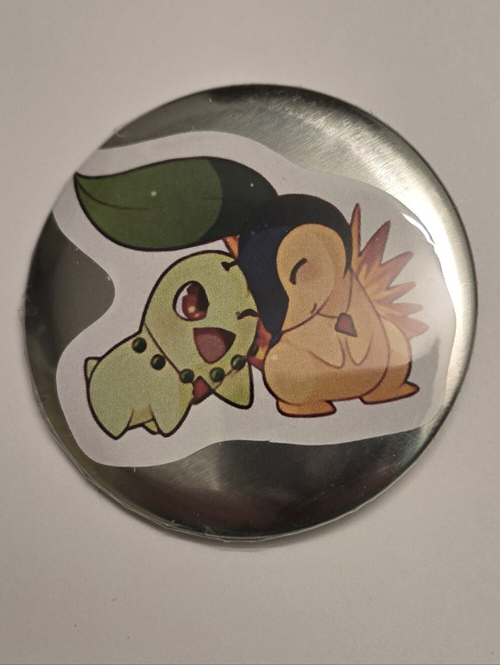 Chikorita & Cyndaquil Pokémon 2.25" Pin • Handcrafted Johto Button Pin